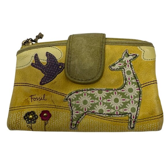 Fossil Women's Charlotte Yellow/Fossil Kelly Icon Medium Wallet - Picture 1 of 12